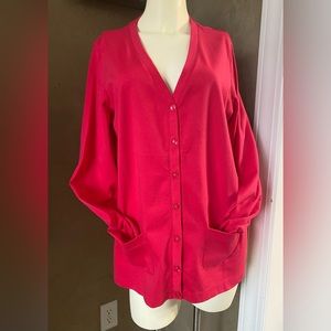 L. L. Bean women’s spring t-shirt cardigan pink hot/ fuchsia, size L Regular